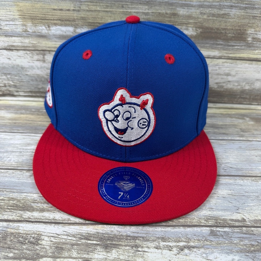 Reddy‎ Kilowatt Mens DNA Fitted Hat 7 1/4 Ebbets Field Flannels Blue Red NEW